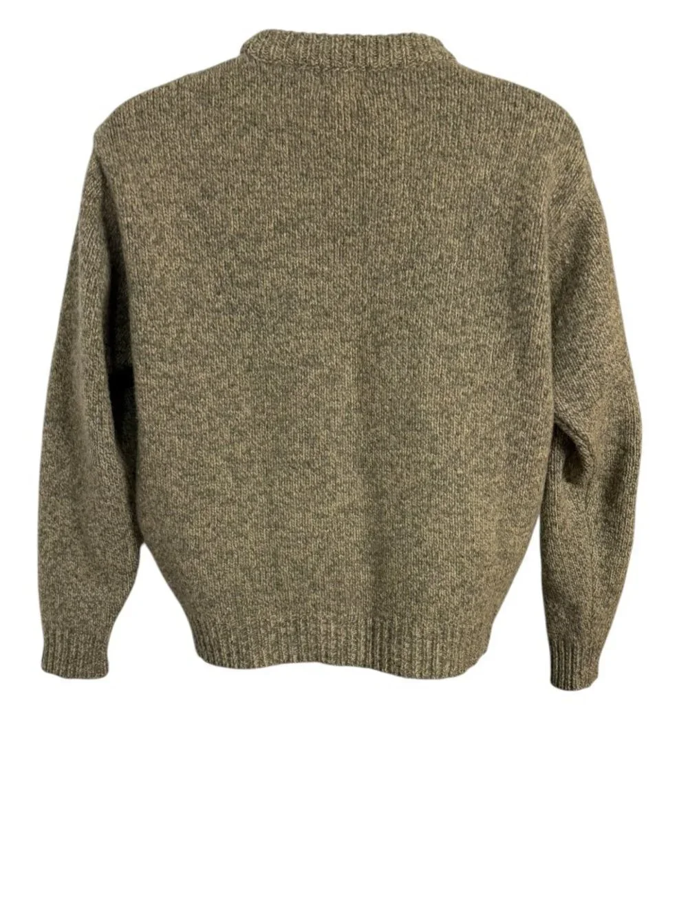 L.L.Bean 100% Lambswool Men's M  Crewneck Sweater Brown Heather Electric Grandpa